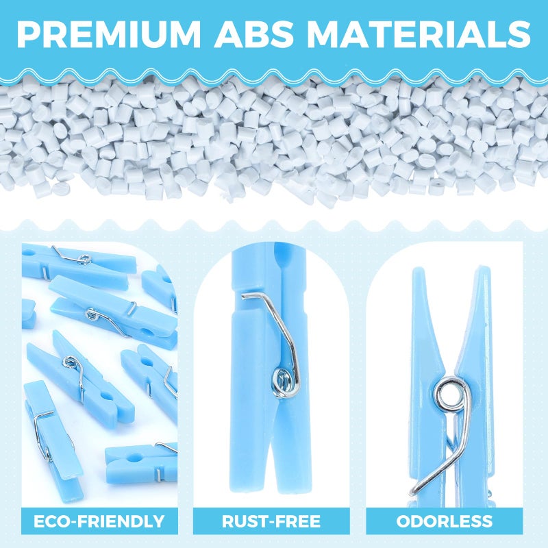 Peoin 100PCS Baby Shower Clothespins Games Boy Plastic Clothes Pin with Storage Bag Mini Blue Pin Bulk 1.4 inch for Party Decorations, DIY Crafts - Image 4