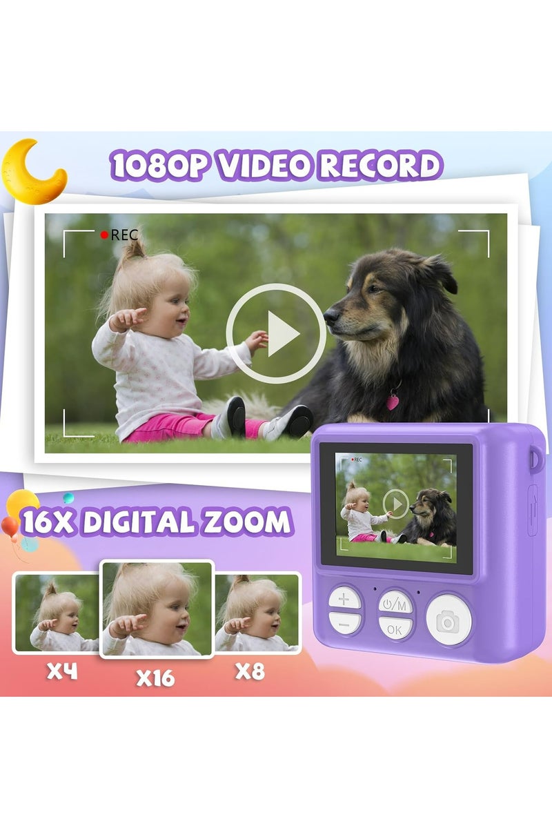 Oasisgalore Kids Instant Print Camera - 1080P HD Video, 32GB SD Card, Birthday Gift for Boys & Girls 3-12 (Purple) - Image 5