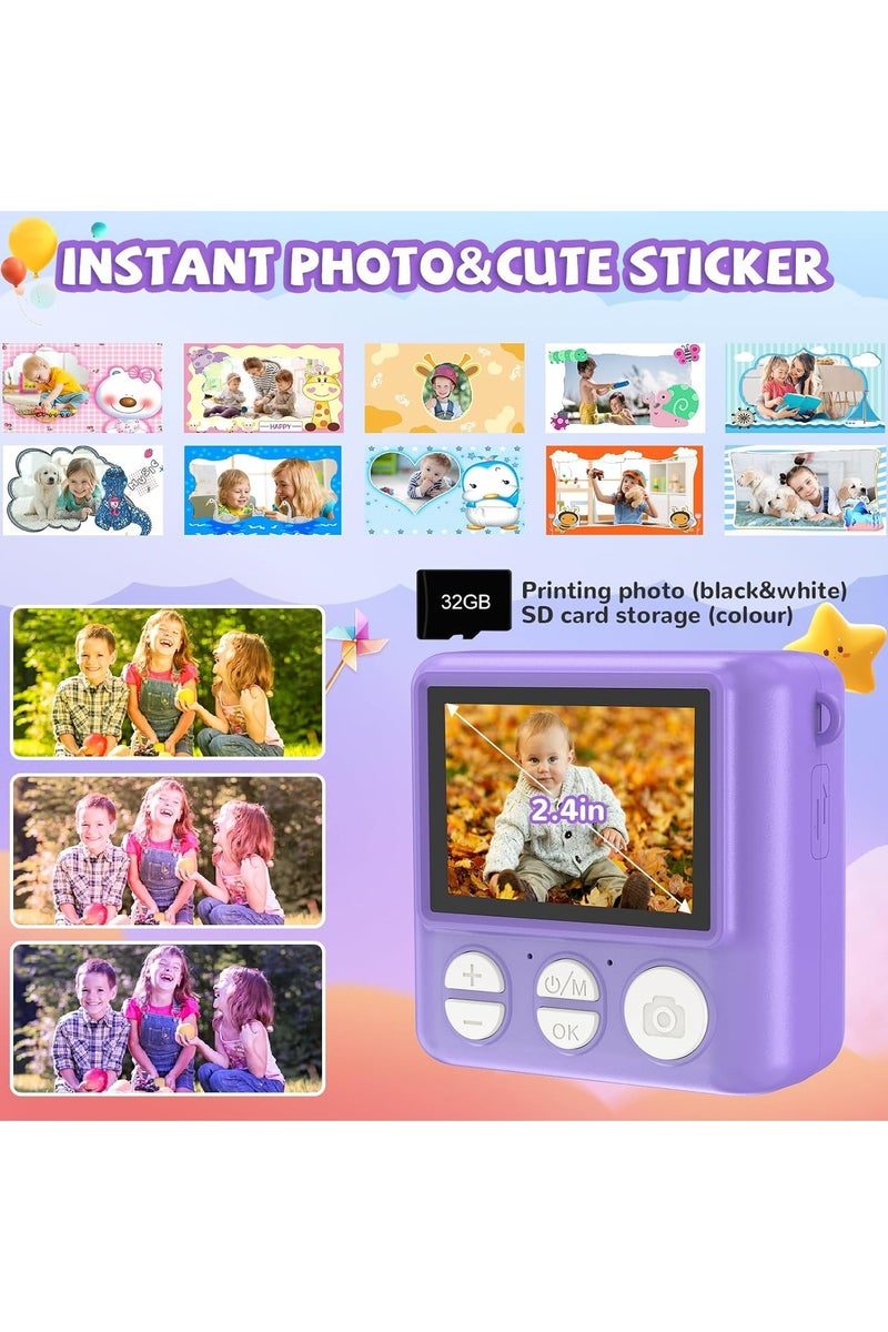 Oasisgalore Kids Instant Print Camera - 1080P HD Video, 32GB SD Card, Birthday Gift for Boys & Girls 3-12 (Purple) - Image 4