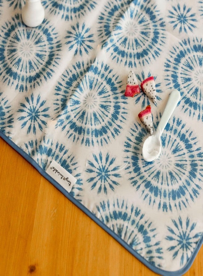 Tiny Twinkle Mess-Proof Splat Mats for Under high Chairs or Table Cover Art Projects for Baby and Toddler - Waterproof, Washable Floor or Table Splash mat 51" x 51" (Blue Tie Dye) - Image 5