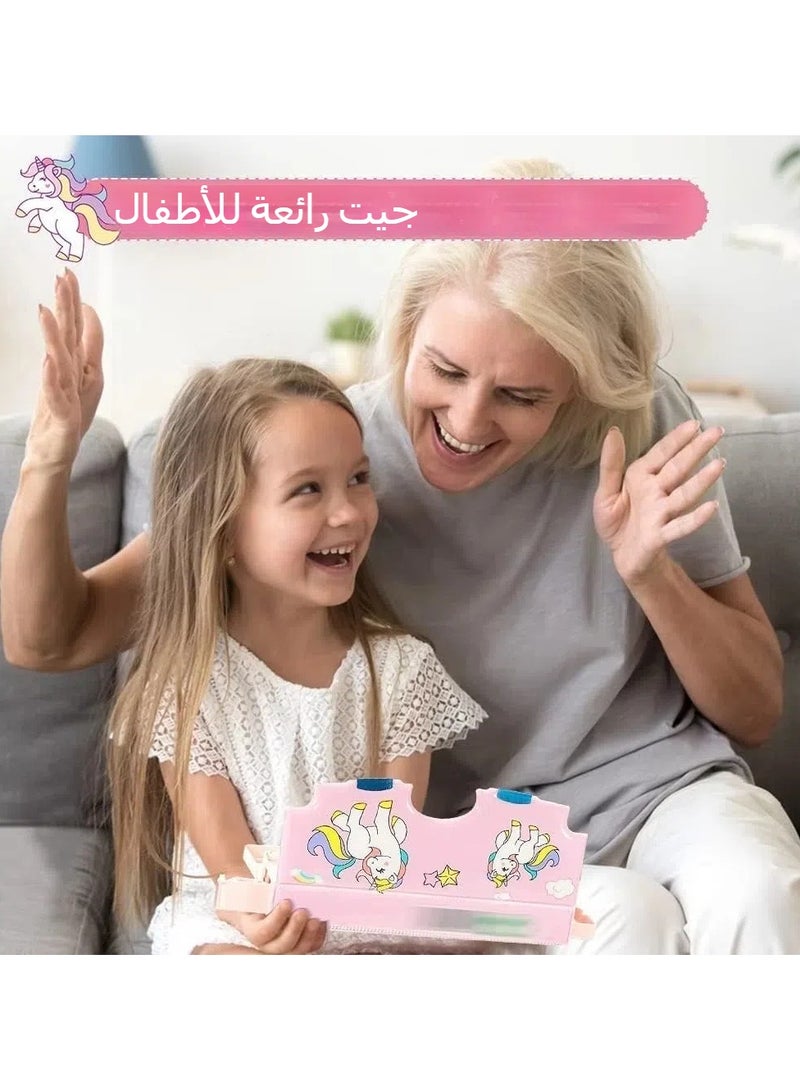 عام حافظة أقلام، حافظة أقلام متعددة الاستخدامات من قطعتين للأطفال، حافظة أقلام بتصميم كرتوني مع أزرار، مجموعة قرطاسية مع أقسام، مقص ومبراة أقلام. - Image 4