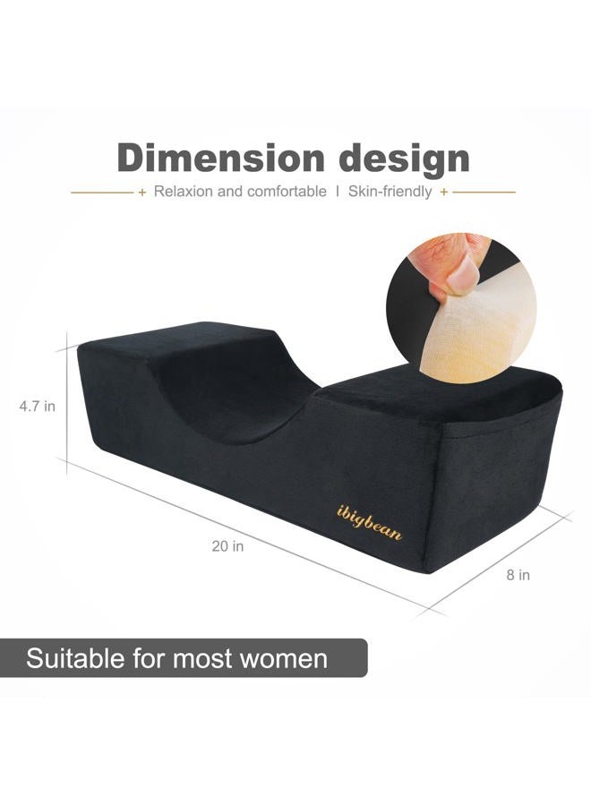 June Jacobs وسادة عنق لتمديد الرموش وسادة رغوة وسادة صالون التجميل وسادة زراعة الرموش وسادة انحناء الرموش وسادة شكل العنق لتحسين دعم النوم وحماية الرأس غطاء قابل للإزالة (20x8x4.7 بوصة، أسود) - Image 4