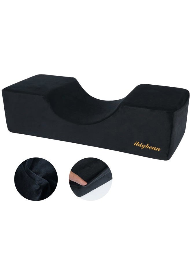 June Jacobs وسادة عنق لتمديد الرموش وسادة رغوة وسادة صالون التجميل وسادة زراعة الرموش وسادة انحناء الرموش وسادة شكل العنق لتحسين دعم النوم وحماية الرأس غطاء قابل للإزالة (20x8x4.7 بوصة، أسود) - Image 1