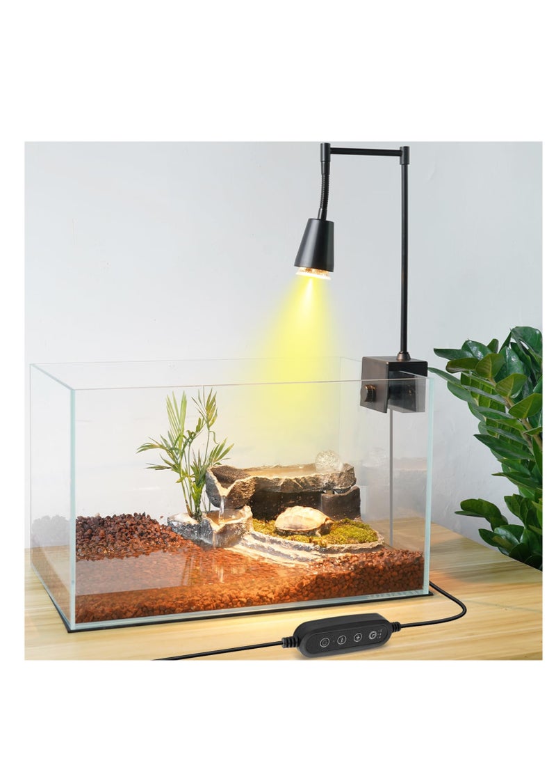 Reptile Heat Lamp,UVA UVB Turtle Heat Lamp with Clamp, 50W 360° Rotatable Heating Light,Heat Lamp for Reptiles Bearded Dragon Turtle Snake Hermit Crab Lizard,Basking Lamp, 2 Pack UVA Light Bulbs E27