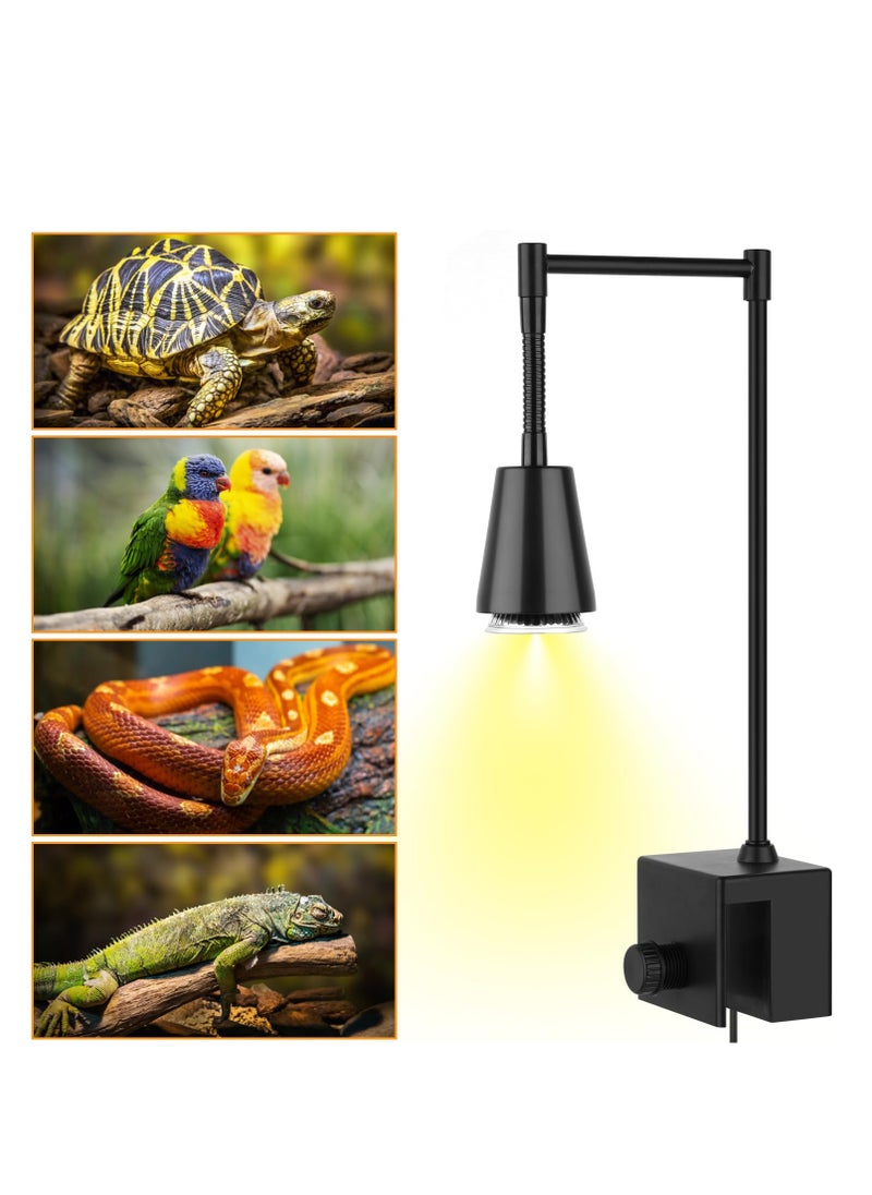 Reptile Heat Lamp,UVA UVB Turtle Heat Lamp with Clamp, 50W 360° Rotatable Heating Light,Heat Lamp for Reptiles Bearded Dragon Turtle Snake Hermit Crab Lizard,Basking Lamp, 2 Pack UVA Light Bulbs E27