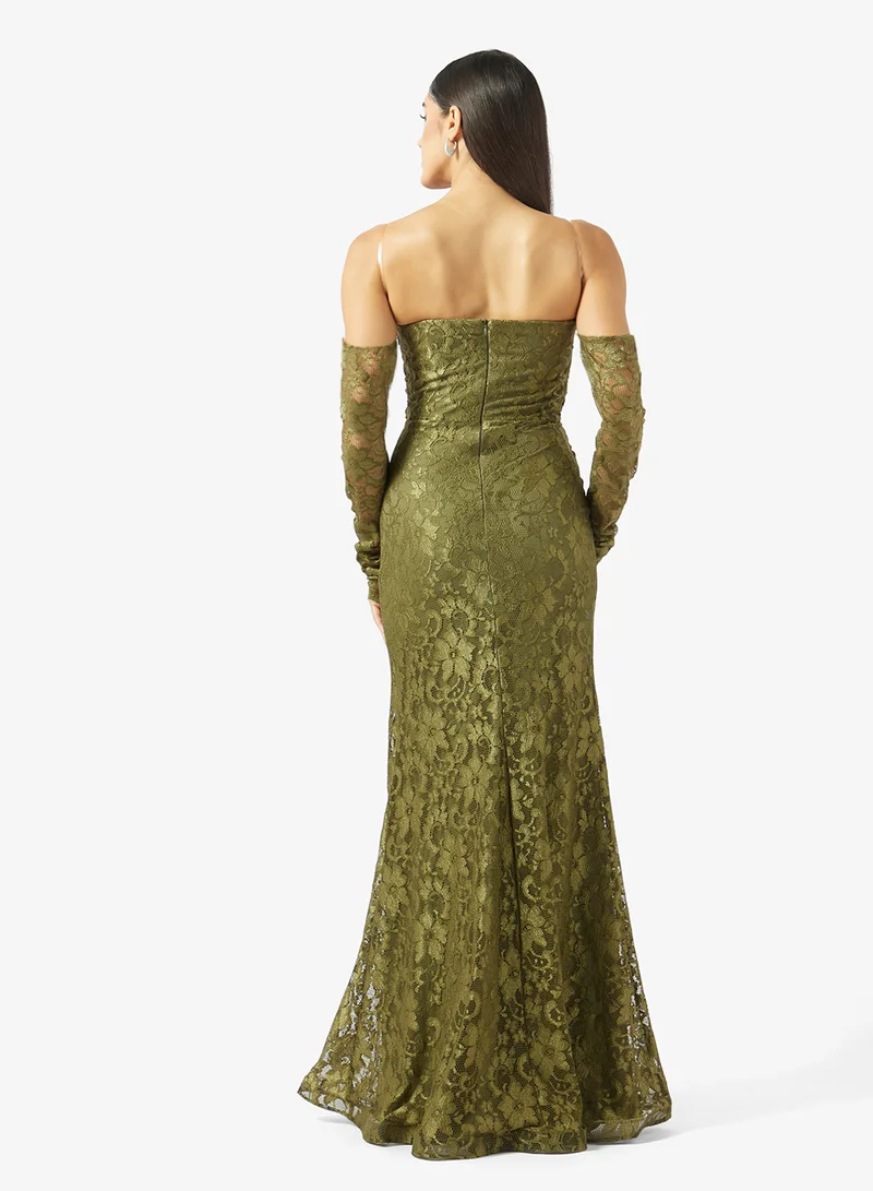 Akadia Fashion  CURVED BUST DANTEL DRESS for Women | Best Price UAE