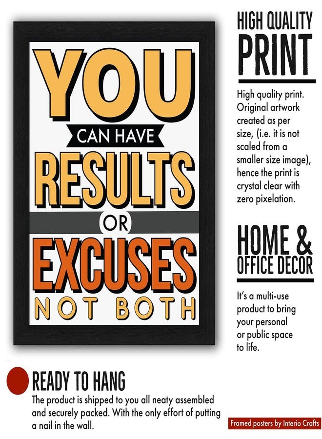 Interio Crafts 'Results or Excuses' Motivational Frame Poster for Home Wall Decor(Frame Size :13"X10" Inches,Material : Synthetic Wood) - Image 3