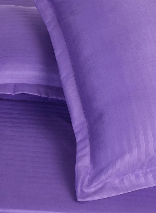 Styli Pack of 2-  Stripe Queen Fitted with Pillow Cover Purple