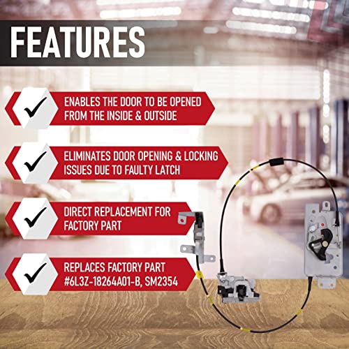 AA Ignition Left Driver Side Rear Door Lock Latch with Cable Compatible with Ford F-150 2004, 2005, 2006, 2007, 2008- Replaces 6L3Z-18264A01-B, 8L3Z-18264A01-B, SM2354 - Extended Cab Truck - Image 2