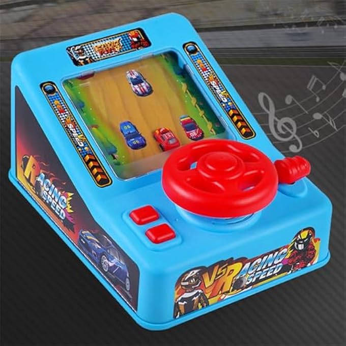 KIDS ELECTRONIC RACING GAME CONSOLE, DESKTOP DRIVING SIMULATOR WITH STEERING WHEEL, MUSIC AND SOUND EFFECTS, EDUCATIONAL GAMING TOY