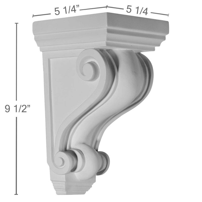 Ekena Millwork COR05X05X09DE 5 1/4-Inch W x 5 1/4-Inch D x 9 1/2-Inch H Devon Corbel - Image 2