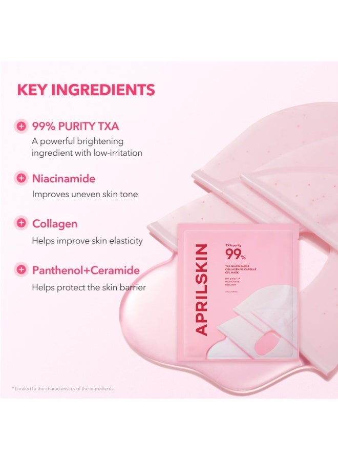 APRILSKIN TXA Pink Capsule Gel Mask | Overnight Face Mask for Glass Glow Skin I 99% High-Purity Tranexamic Acid 3 for uneven skin tone I Elasticity, Hydrating and Firming I Korean Skincare I 30g x 4ea - Image 3