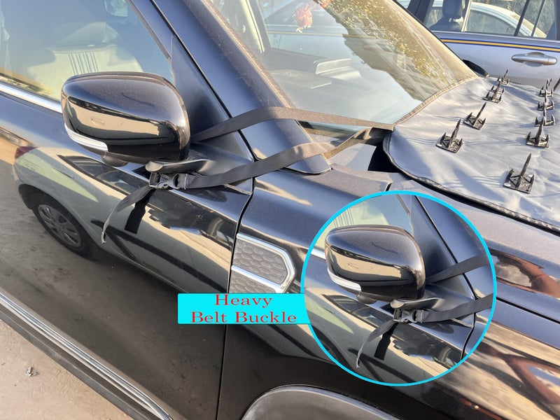 AUTOUNIKO Waterproof Spike Bonnet Car Cover for Mahindra XUV 700 for Dogs & Monkeys Complete Protection from Street Dogs & Monkeys Compatible with All Hatchback,Sedan and SUV Cars Universal Size, Grey - Image 4