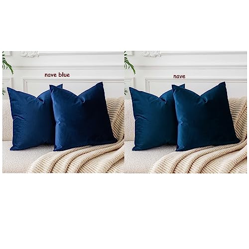 JUSPURBET Throw Pillow Covers 18x18 inch Set of 2 Decorative Velvet Pillow Covers for Couch Sofa Bed Soft Cushion Covers Cases with Invisible Zipper for Living Room Home Decor,Navy Blue - Image 3