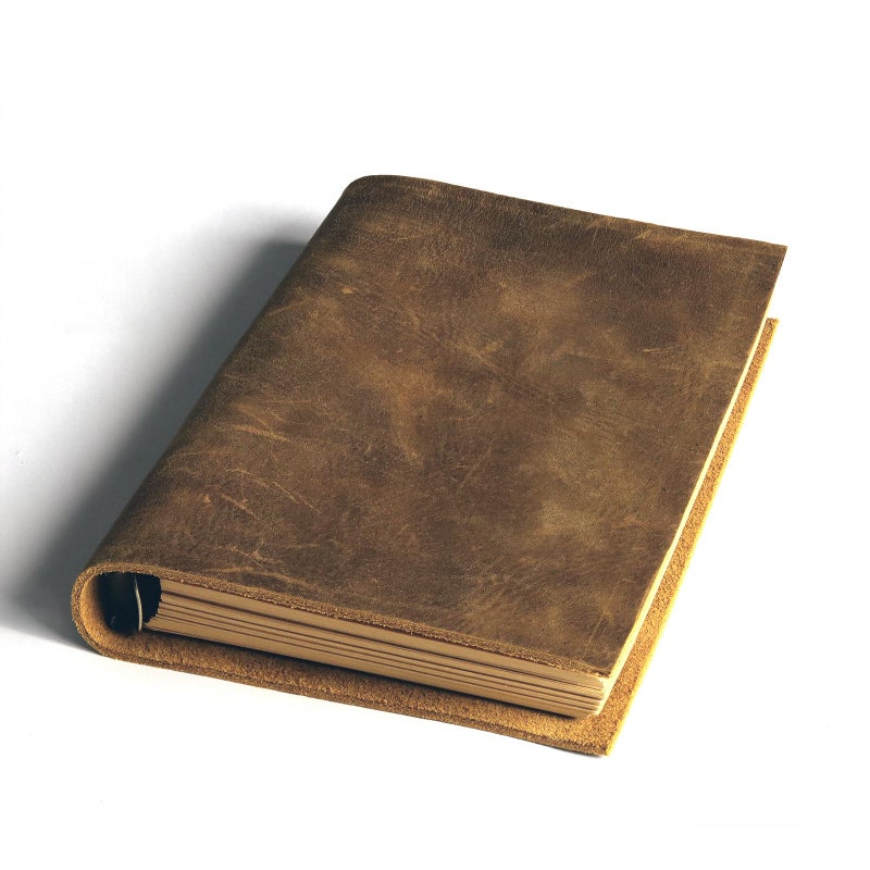 Fishknow Fishkonw A6 Vintage Leather Journal Notebook,Small 6 Ring Refillable Leather Binder Notebook Travel Journal for Women&Men - Image 1