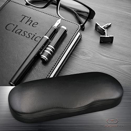 MyEyeglassCase Glasses Case Hard Shell for Small - Medium Frames - Eyeglass Clam Shell Hard Case for Men & Women - Travel Eyewear Holder with Cleaning Fabric Cloth - Protective Storage (AS196 Black) - Image 2