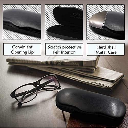 MyEyeglassCase Glasses Case Hard Shell for Small - Medium Frames - Eyeglass Clam Shell Hard Case for Men & Women - Travel Eyewear Holder with Cleaning Fabric Cloth - Protective Storage (AS196 Black) - Image 3