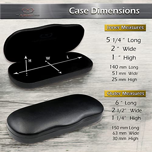 MyEyeglassCase Glasses Case Hard Shell for Small - Medium Frames - Eyeglass Clam Shell Hard Case for Men & Women - Travel Eyewear Holder with Cleaning Fabric Cloth - Protective Storage (AS196 Black) - Image 5