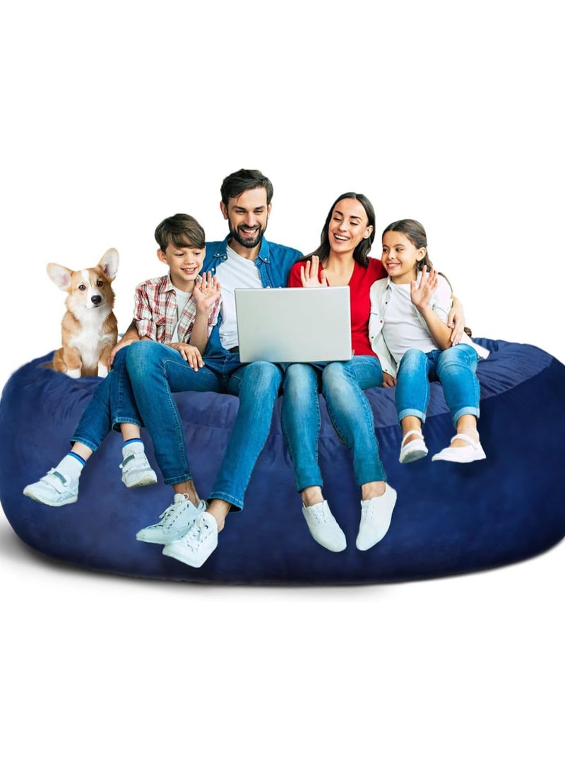 Comfy سرير عائلي كبير الحجم كلاسيكي مريح مع وسادة وحشوة من حبوب الفاصولياء البكر باللون الأزرق - Image 1