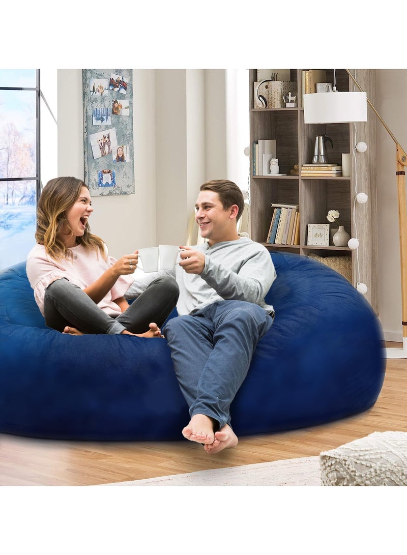 Comfy سرير عائلي كبير الحجم كلاسيكي مريح مع وسادة وحشوة من حبوب الفاصولياء البكر باللون الأزرق - Image 2