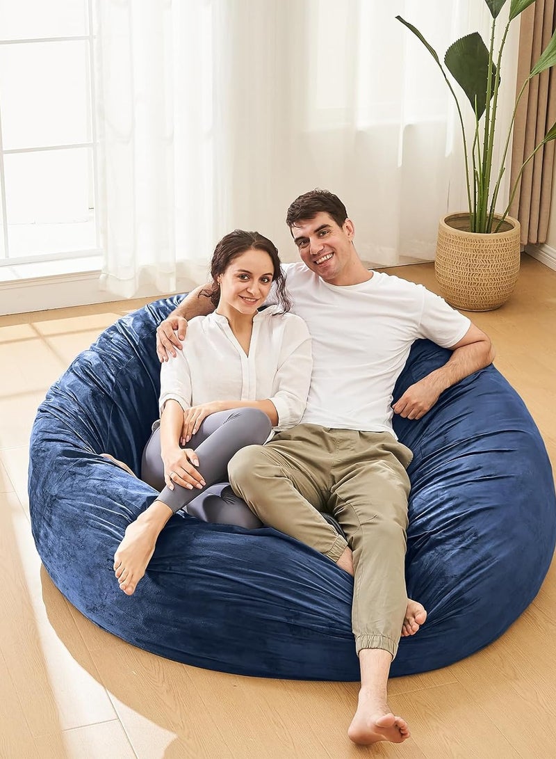 Comfy سرير عائلي كبير الحجم كلاسيكي مريح مع وسادة وحشوة من حبوب الفاصولياء البكر باللون الأزرق - Image 4