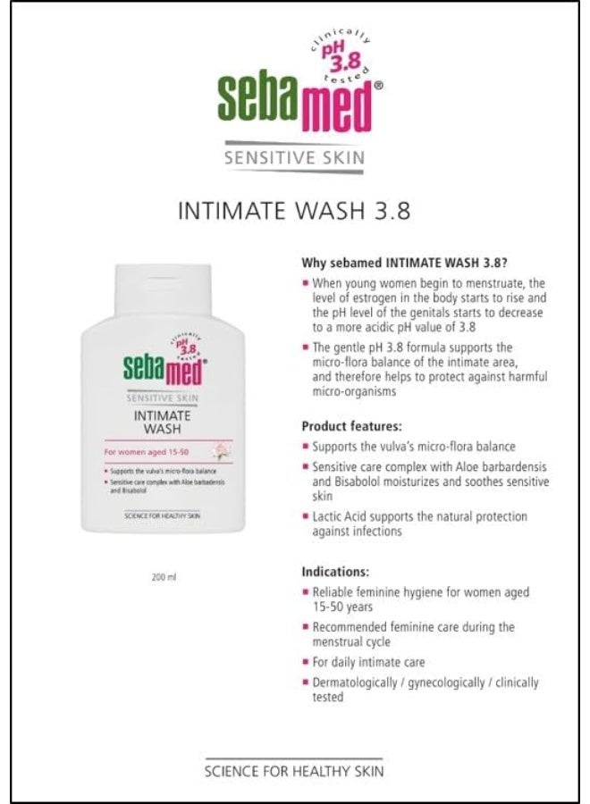 Sebamed INTIMATE WASH EMULSION PH 3.8 200ML - Image 2