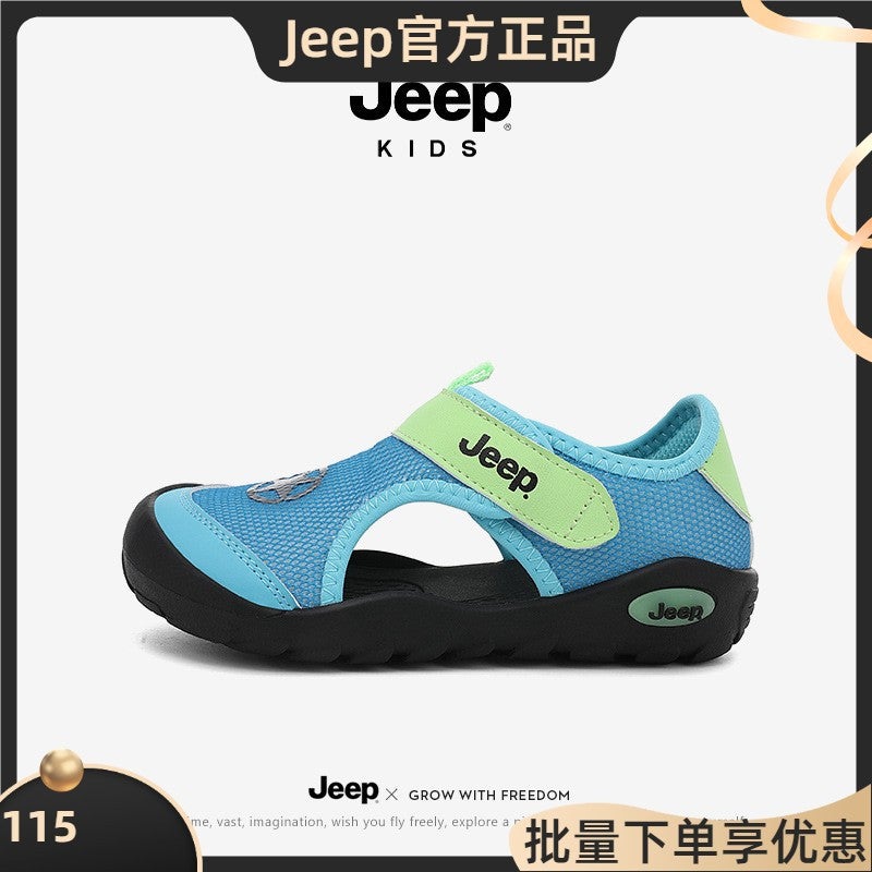 Jeep Kidsren'S Shoes 2025 Summer Mesh New Kidsren'S Baotou Anti-Kick Soft Bottom Kidsren'S Shoes Boys And Girls Beach Sandals - Image 2