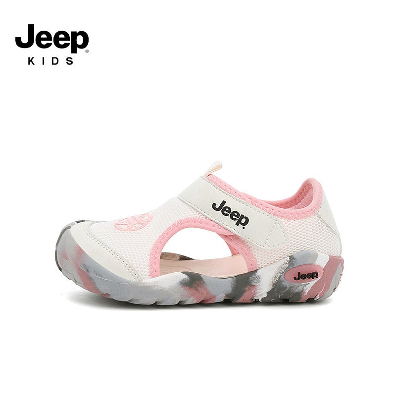Jeep Kidsren'S Shoes 2025 Summer Mesh New Kidsren'S Baotou Anti-Kick Soft Bottom Kidsren'S Shoes Boys And Girls Beach Sandals - Image 1