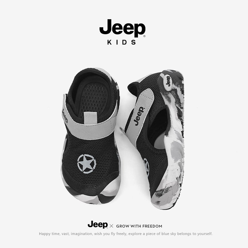 Jeep Kidsren'S Shoes 2025 Summer Mesh New Kidsren'S Baotou Anti-Kick Soft Bottom Kidsren'S Shoes Boys And Girls Beach Sandals - Image 3