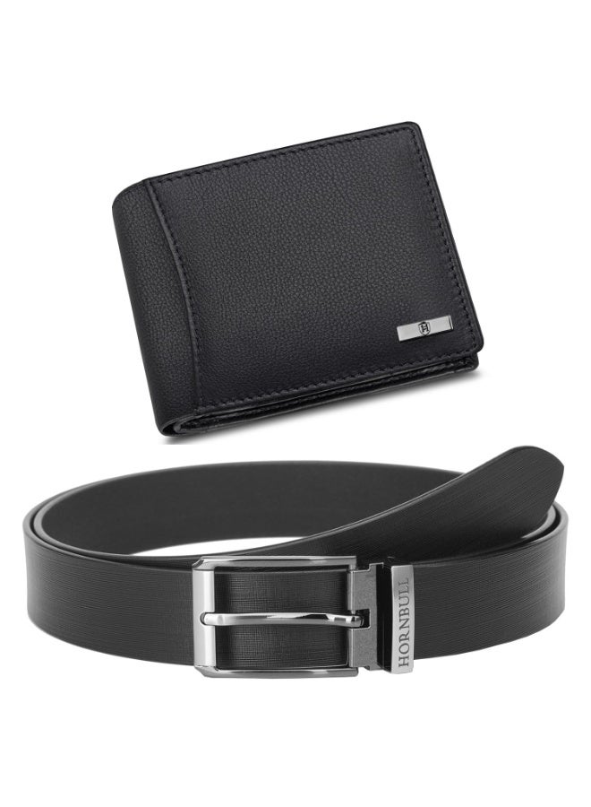 HORNBULL Leather Gift Set for Mens | Black Wallet and Belt Mens Combo | Valentine's Day Gift for Men - Image 1