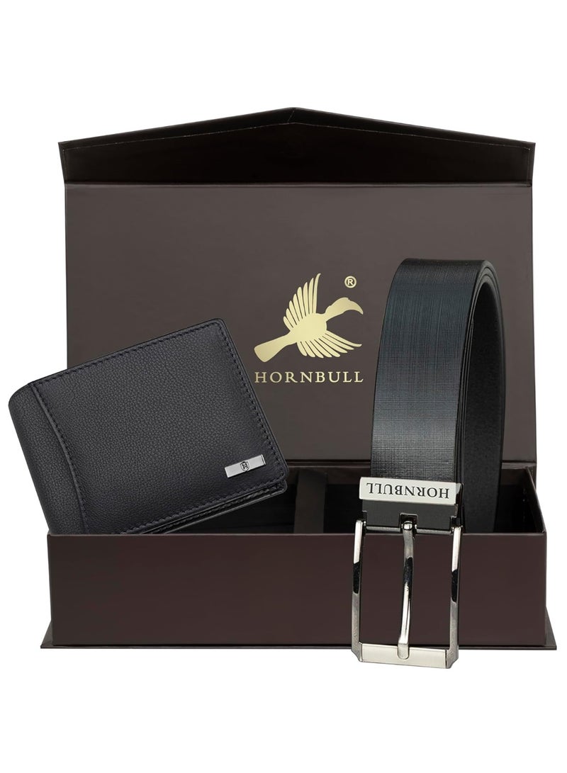 HORNBULL Leather Gift Set for Mens | Black Wallet and Belt Mens Combo | Valentine's Day Gift for Men - Image 2