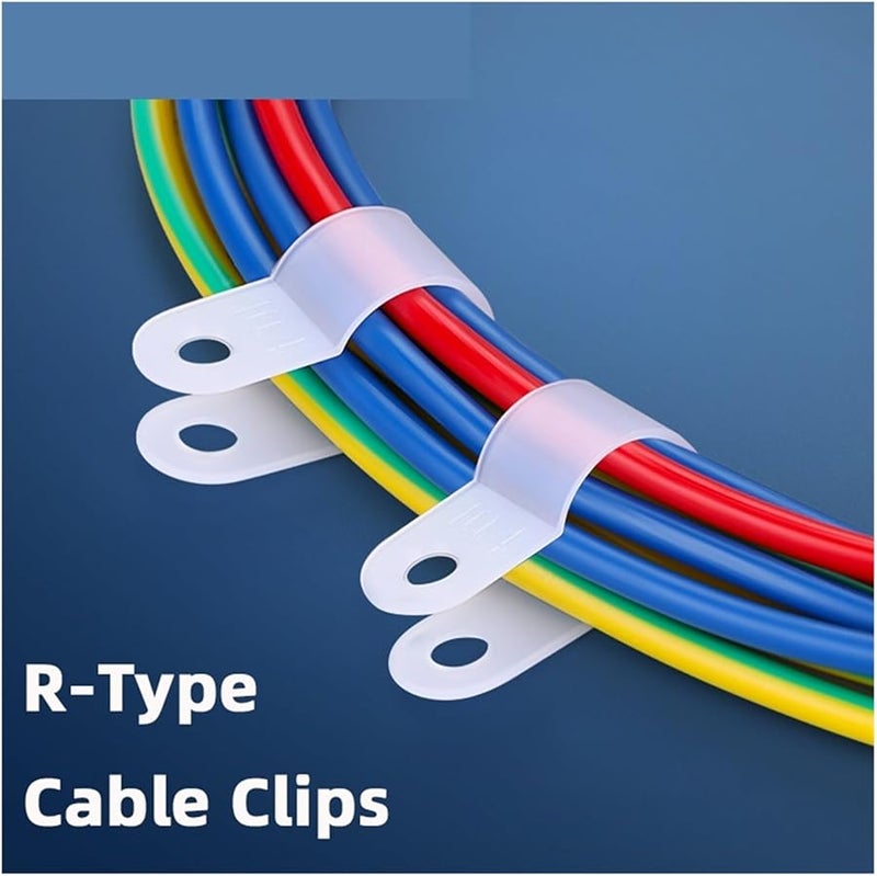 Nylon Cable Hose Fastener Clips 100 Pcs R Type 16MM For Wire Management - Image 4