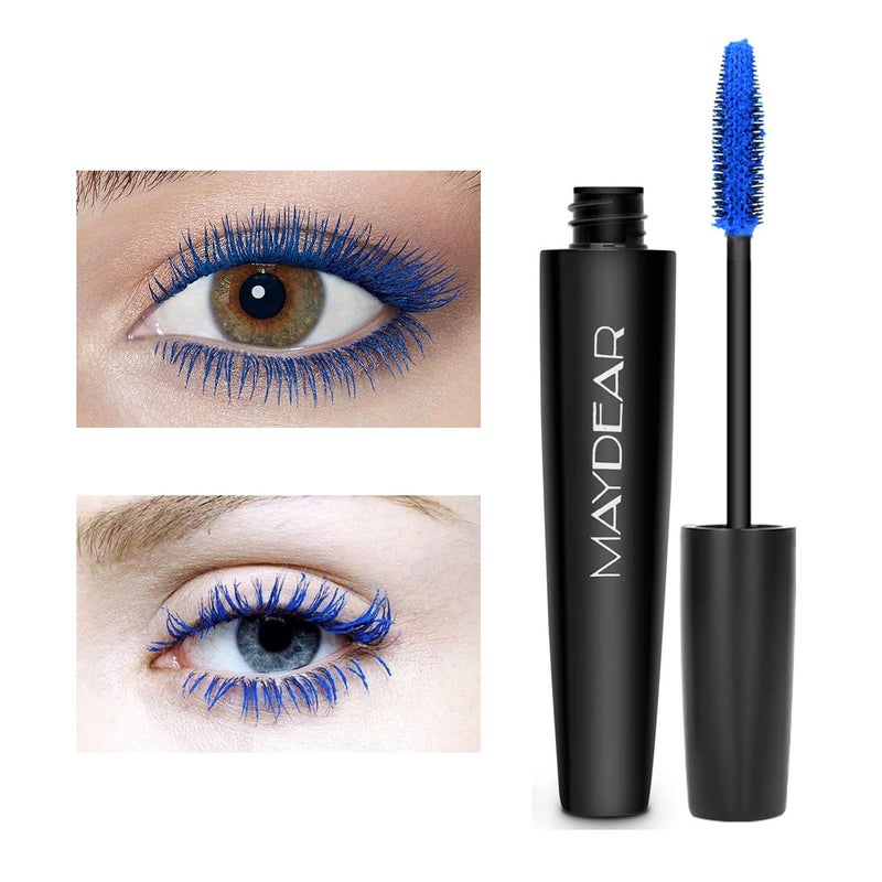 Maydear Blue Waterproof Mascara for Eyelashes - Long Lasting Smudgeproof Color for Women, Fast Dry Lengthening Eye Makeup for Party and Stage Use - Image 2