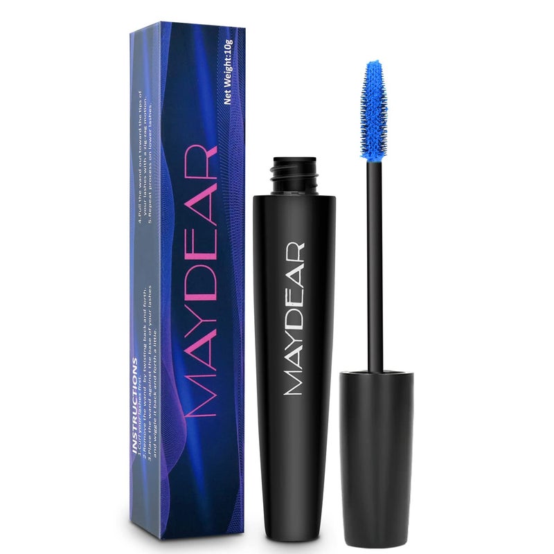 Maydear Blue Waterproof Mascara for Eyelashes - Long Lasting Smudgeproof Color for Women, Fast Dry Lengthening Eye Makeup for Party and Stage Use - Image 3