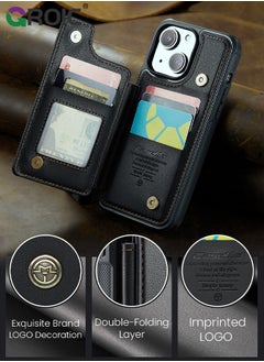 GROIC Black Wallet Phone Case for iPhone 15 Case with Card Holder, Leather Phone Cases for iPhone 15 Wallet Case, Phone Wallet Case for iPhone 15 Cases with Stand  - Image 3