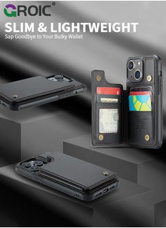 GROIC Black Wallet Phone Case for iPhone 15 Case with Card Holder, Leather Phone Cases for iPhone 15 Wallet Case, Phone Wallet Case for iPhone 15 Cases with Stand  - Image 2