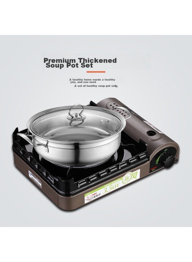 Iwatani Portable Cassette Stove, Self-driving Tour Outdoor Windproof Gas Stove, Zkz-2f + Soup Pot Set - Image 2