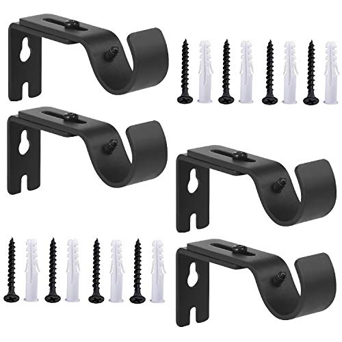 Anndason Heavy Duty Adjustable Curtain Rod Brackets Rod Holders for 1 Inch Rod Black Color Set of 4Black