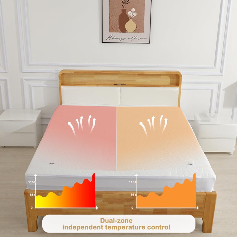 Eydna Electric Mattress Pad Queen 60"x80", 4 Heating Levels & 10H Auto Shut Off, Breathable, Diamond Pattern, Fitted Design, Machine Washable, White Diamond Printed Pattern - Image 3