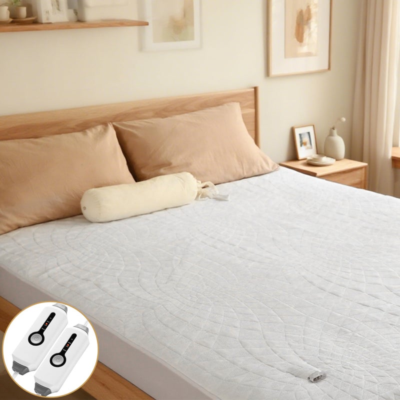 Eydna Electric Mattress Pad Queen 60"x80", 4 Heating Levels & 10H Auto Shut Off, Breathable, Diamond Pattern, Fitted Design, Machine Washable, White Diamond Printed Pattern - Image 4