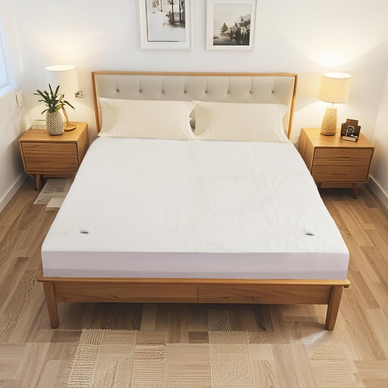 Eydna Electric Mattress Pad Queen 60"x80", 4 Heating Levels & 10H Auto Shut Off, Breathable, Diamond Pattern, Fitted Design, Machine Washable, White Diamond Printed Pattern - Image 1