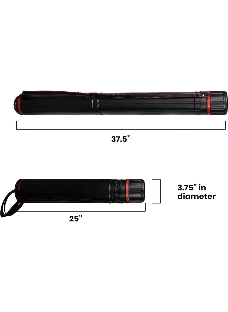 Generic Expandable Label Storage Tube for Blueprints, Artwork, Plans, and Drafting - Black Hard Plastic 25" to 37.5" Long with 3.75" Opening  - Image 4