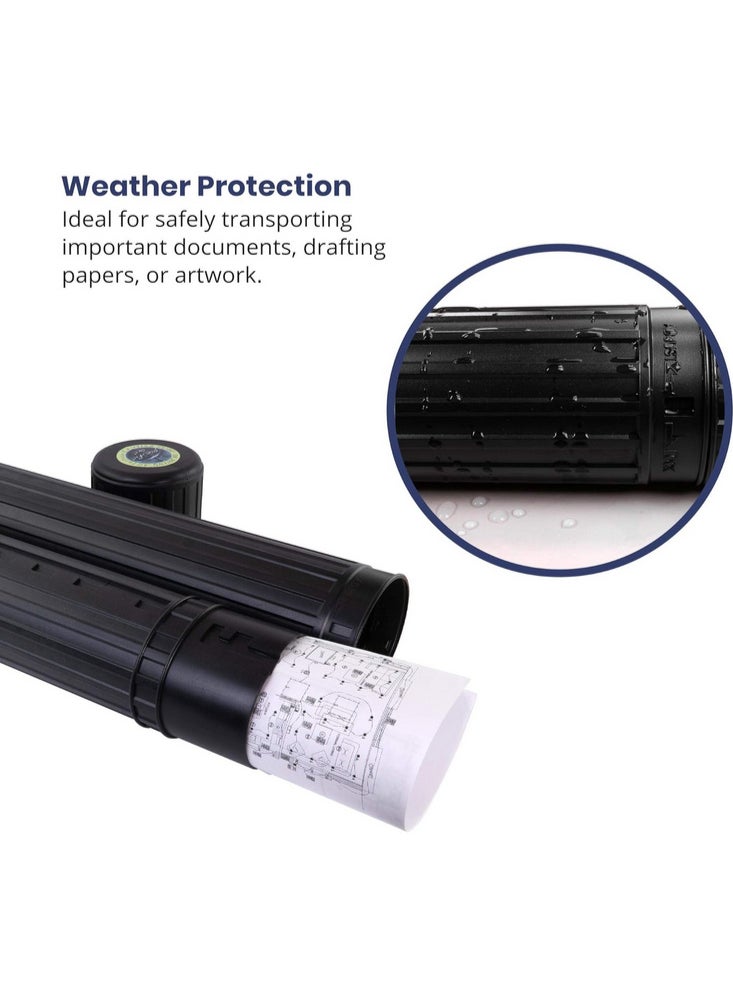 Generic Expandable Label Storage Tube for Blueprints, Artwork, Plans, and Drafting - Black Hard Plastic 25" to 37.5" Long with 3.75" Opening  - Image 3