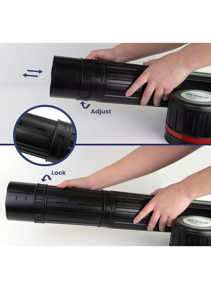 Generic Expandable Label Storage Tube for Blueprints, Artwork, Plans, and Drafting - Black Hard Plastic 25" to 37.5" Long with 3.75" Opening  - Image 2