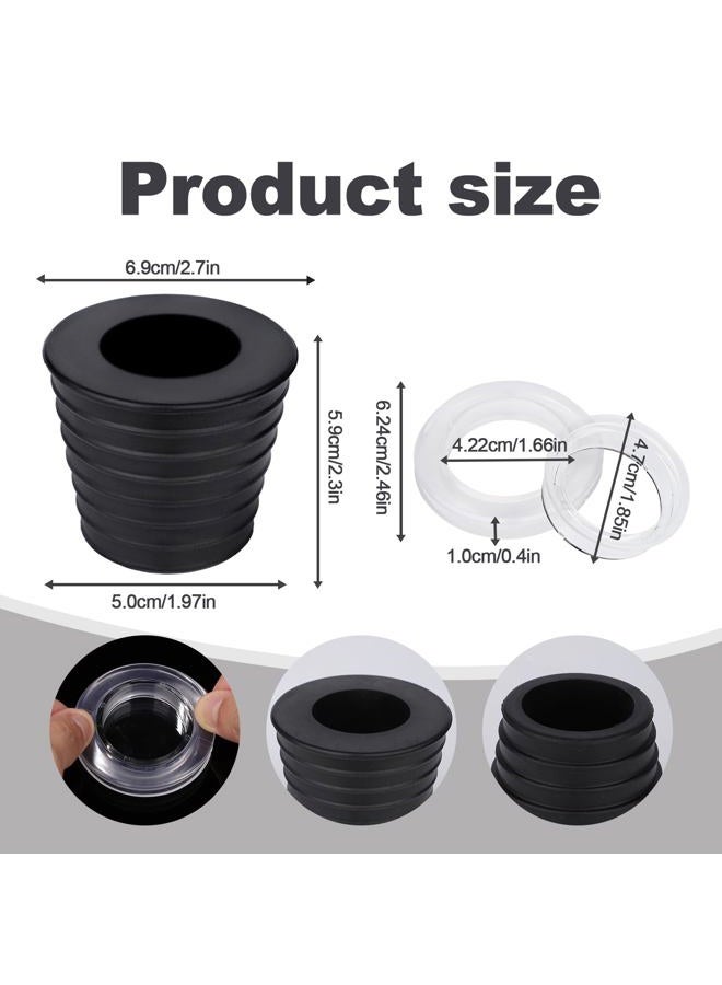 SAVITA Patio Table Umbrella Hole Ring, Silicone Black Table Umbrella Hole Plug Cone with Transparent Umbrella Hole Ring Fits Parasol Poles 1.5 inch in Diameter or Smaller  - Image 2