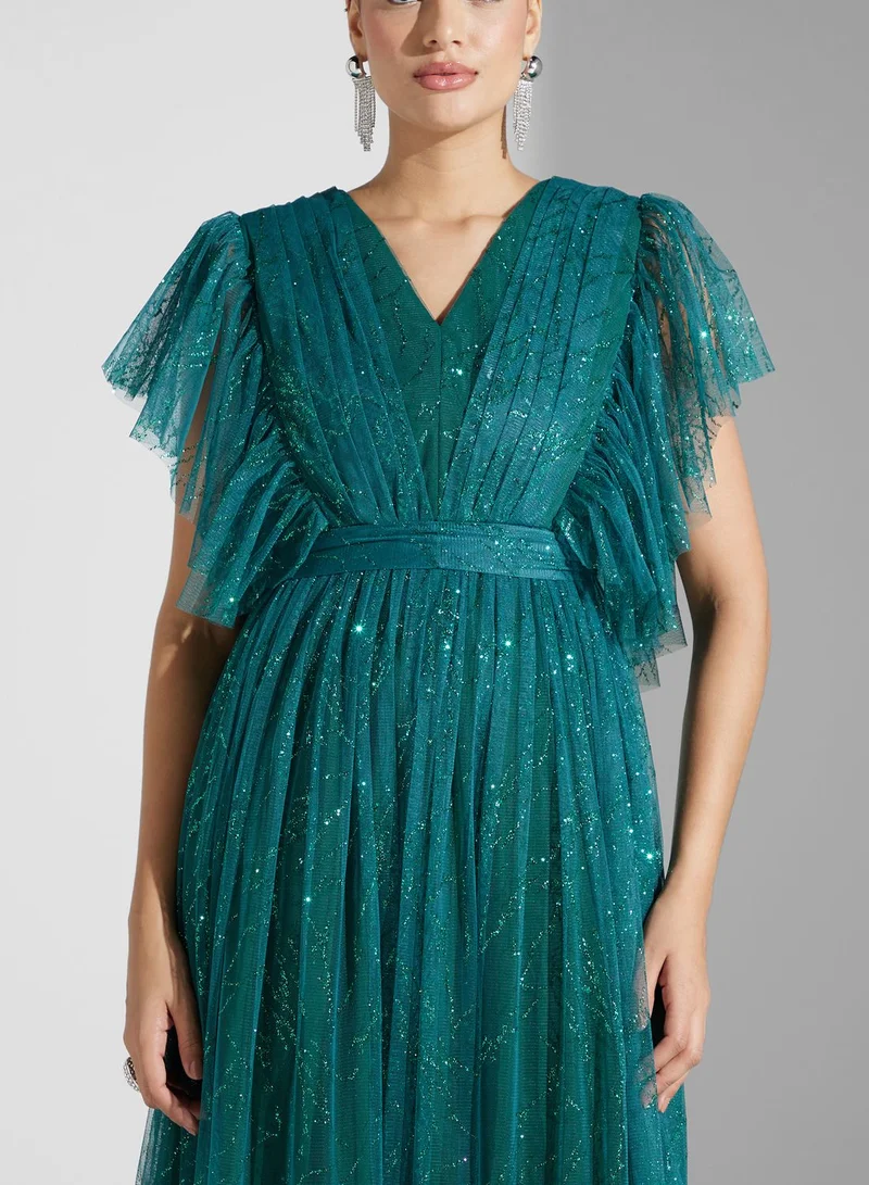Iyra Emerald Tulle Maxi Dress