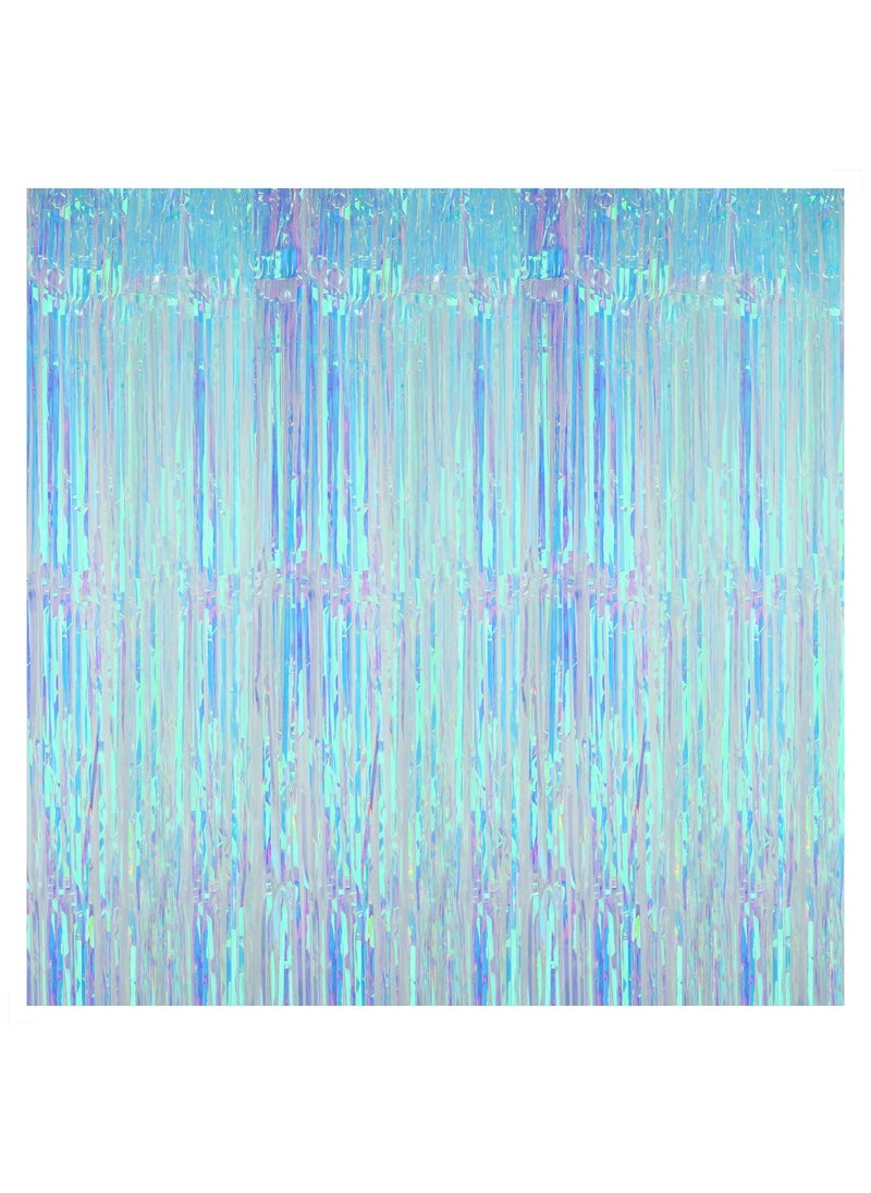 KATCHON Neon Blue Foil Fringe Curtain Pack of 1 for Birthday Party Decorations | Under The Sea Party Decorations  - Image 1