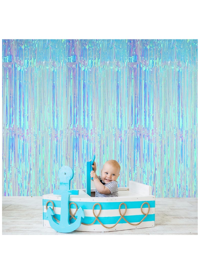 KATCHON Neon Blue Foil Fringe Curtain Pack of 1 for Birthday Party Decorations | Under The Sea Party Decorations  - Image 3