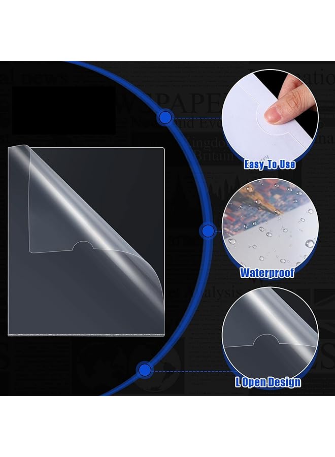 erorex Clear Document Folder L Type Transparent Project Sleeves Project Pockets Plastic Folders For Office And School Transparent Color L Type Folders Copy Safe Project Pockets 60Pcs 12 * 8.5In - Image 4