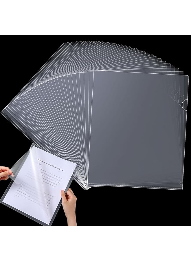 erorex Clear Document Folder L Type Transparent Project Sleeves Project Pockets Plastic Folders For Office And School Transparent Color L Type Folders Copy Safe Project Pockets 60Pcs 12 * 8.5In - Image 1